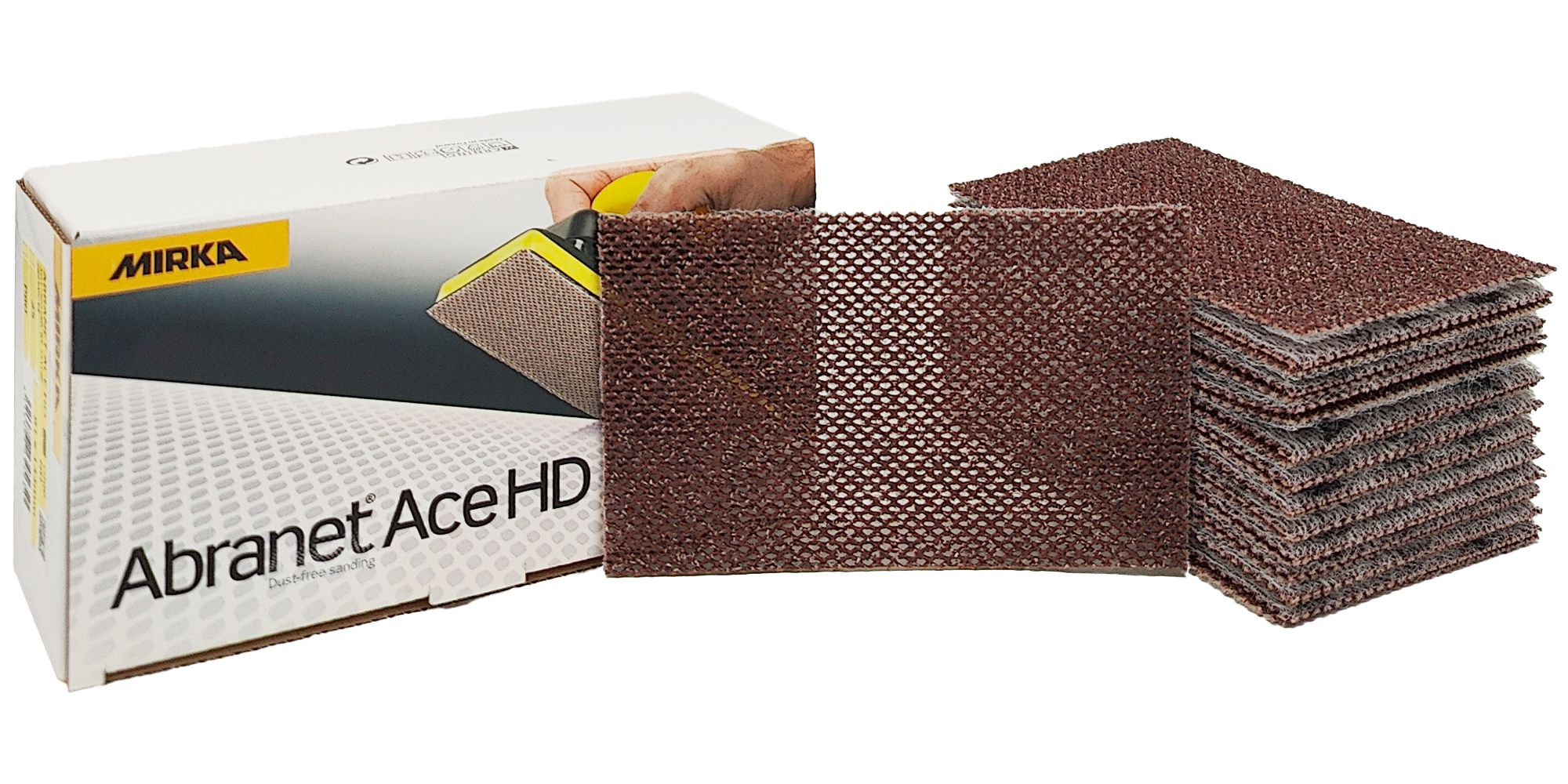 Abbildung Mirka Abranet ACE HD 81x133mm Verpackung und Streifen als Stapel.