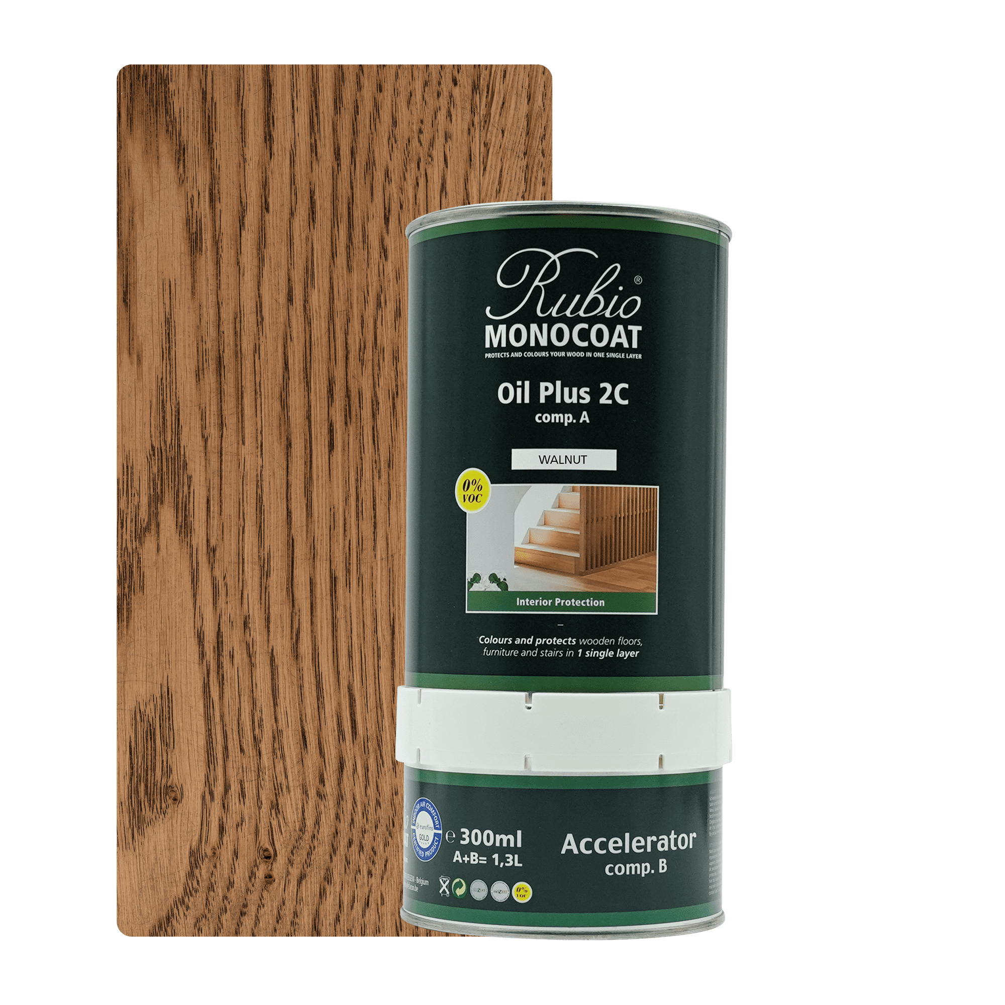 Abbildung RMC Oil Plus 2C Component A und B 1300ml Farbton Walnut.