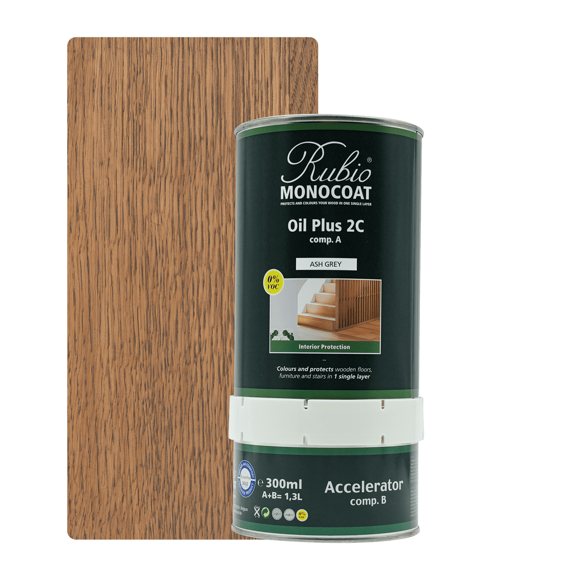 Abbildung RMC Oil Plus 2C Component A und B 1300ml Farbton Ash Grey.