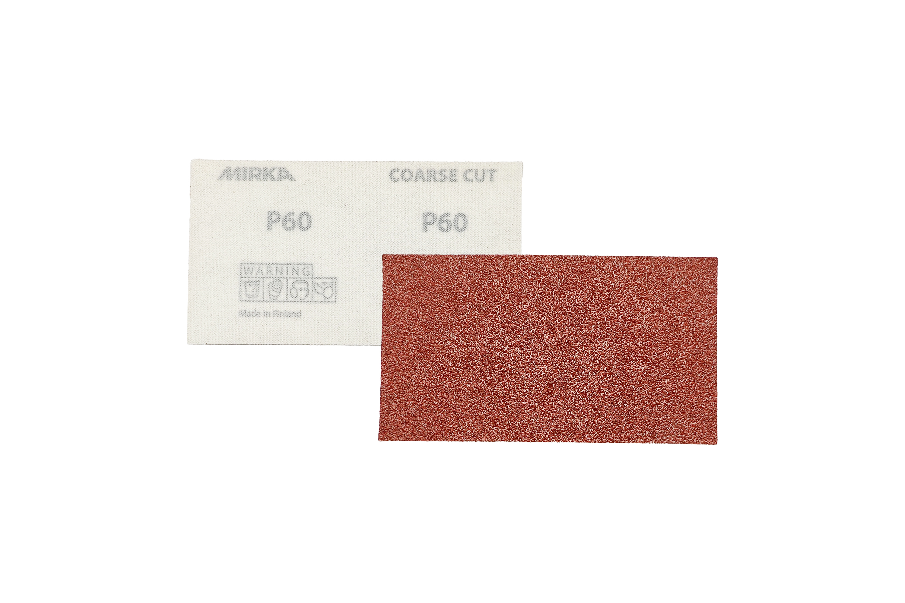 Abbildung Mirka Coarse Cut 70x125mm Streifen Vorder- und Rückseite.