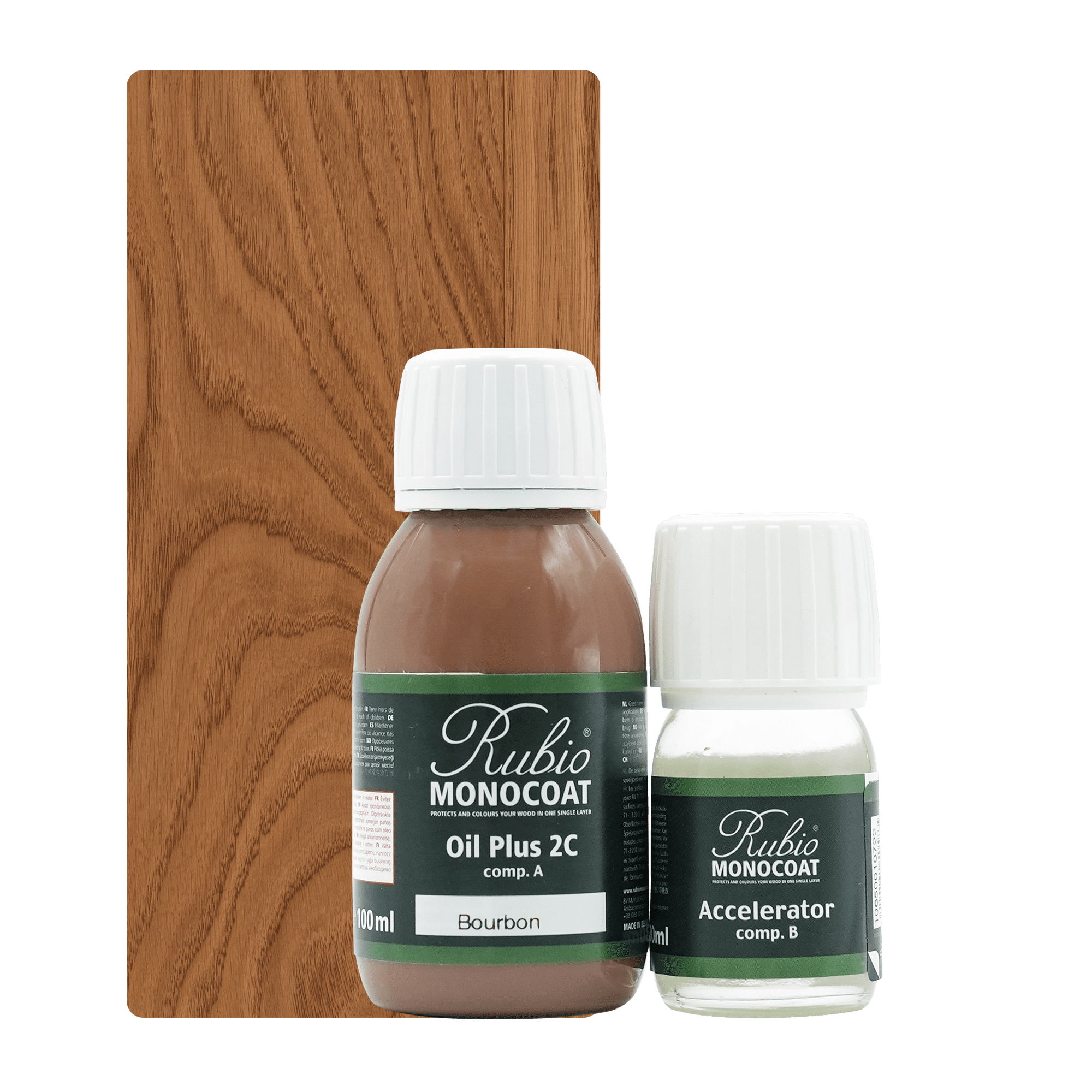 Abbildung RMC Oil Plus 2C Component A und B 130ml Farbton Bourbon.