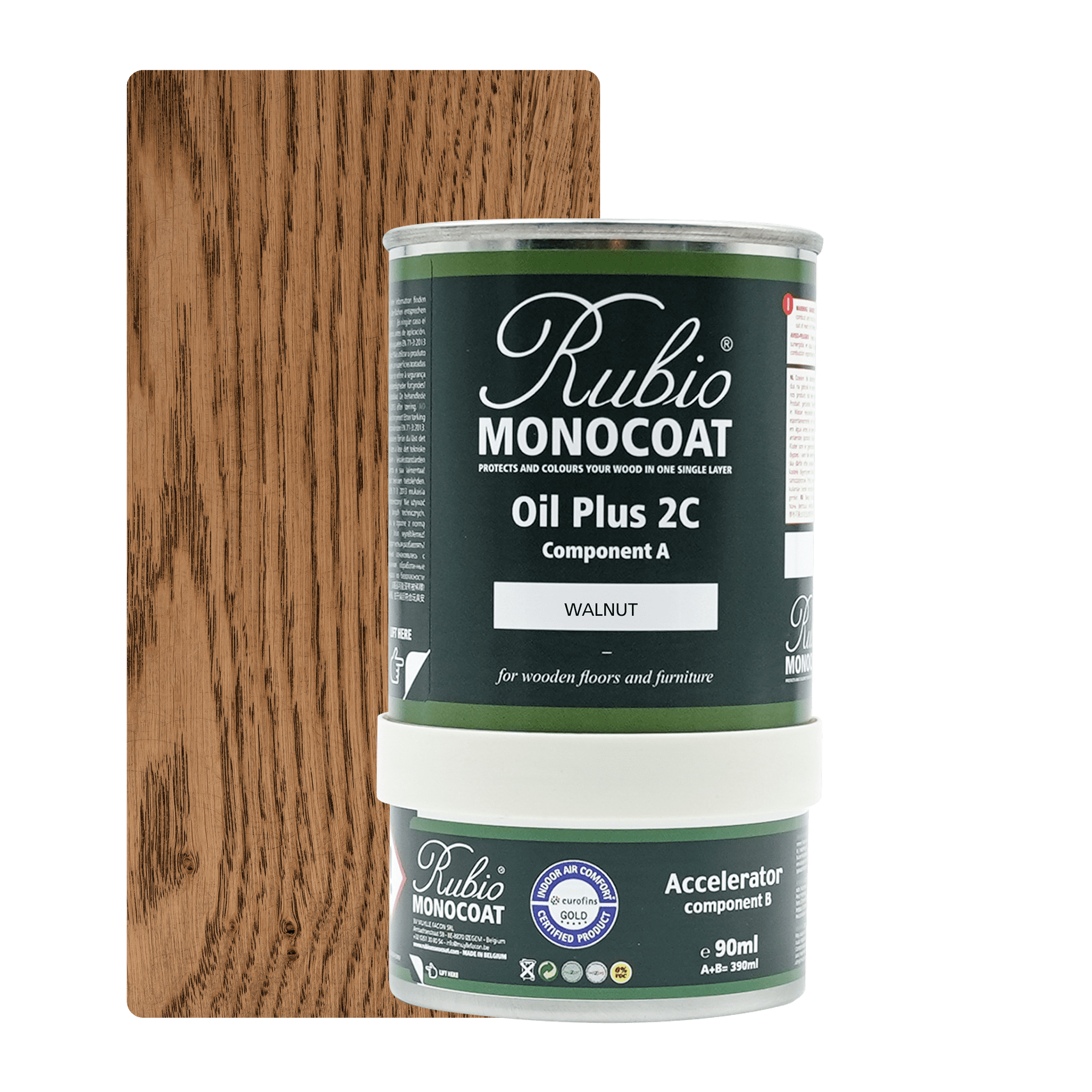 Abbildung RMC Oil Plus 2C Component A und B 390ml Farbton Walnut.