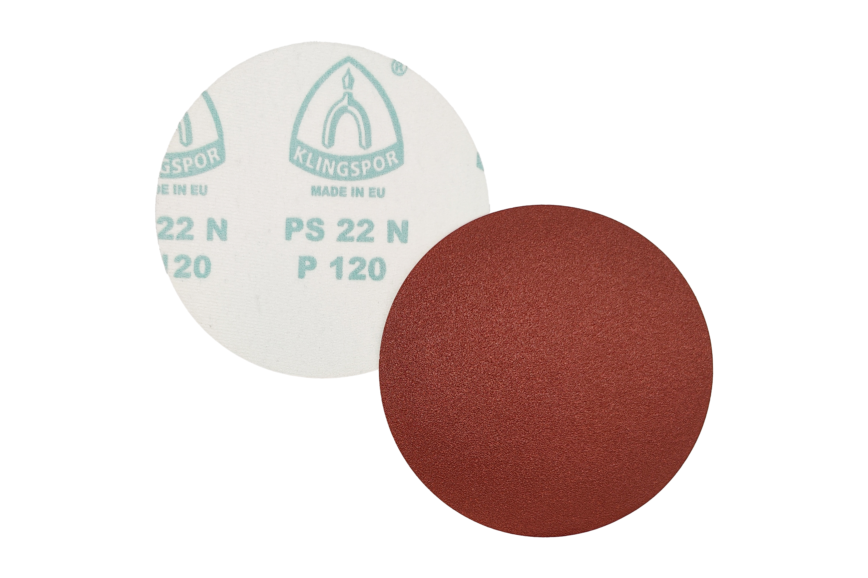 Abbildung Klingspor PS22K 150mm Scheiben Vorder- und Rückseite.