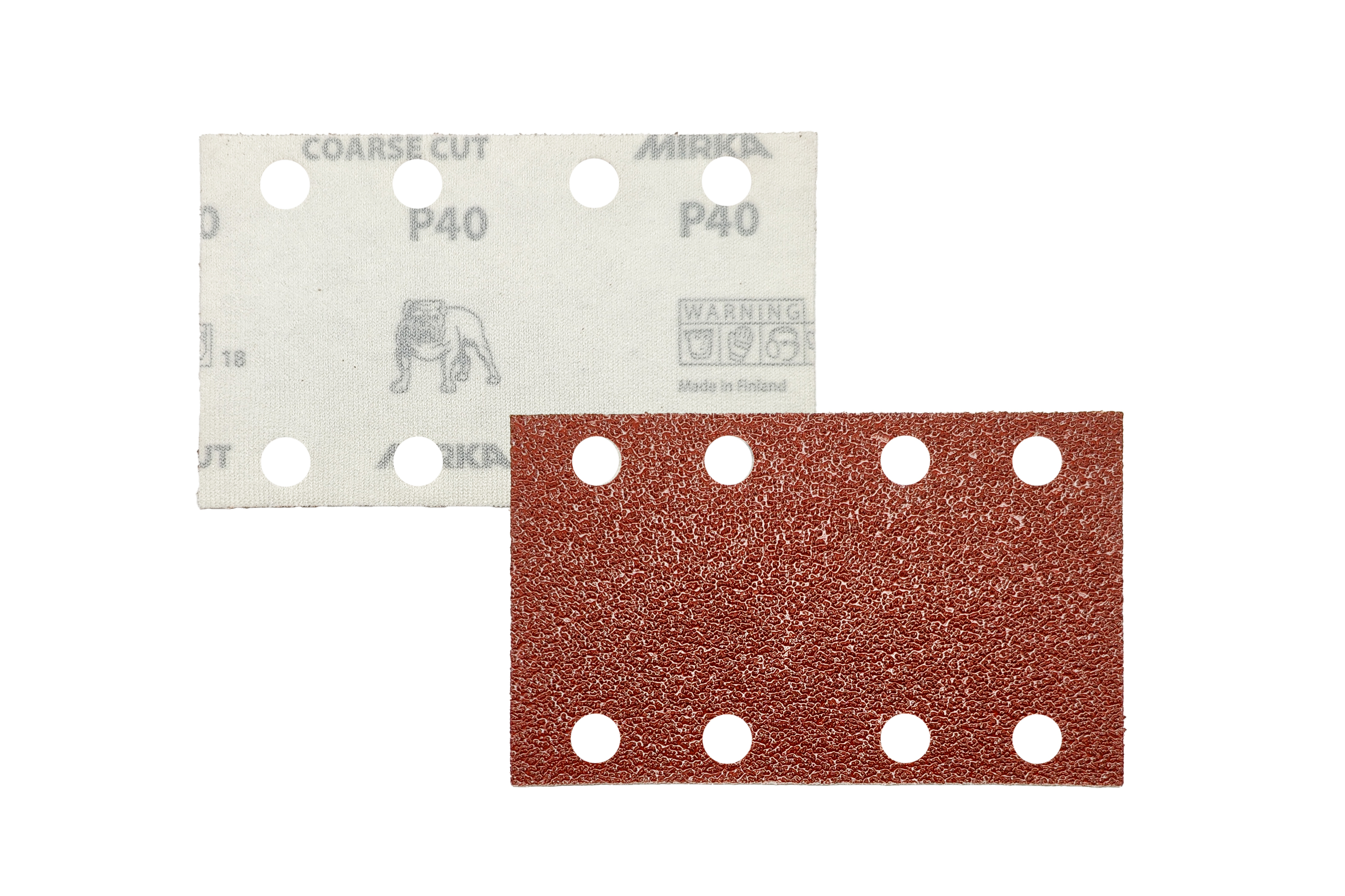 Abbildung Mirka Coarse Cut 81x133mm 8L Streifen Vorder- und Rückseite.