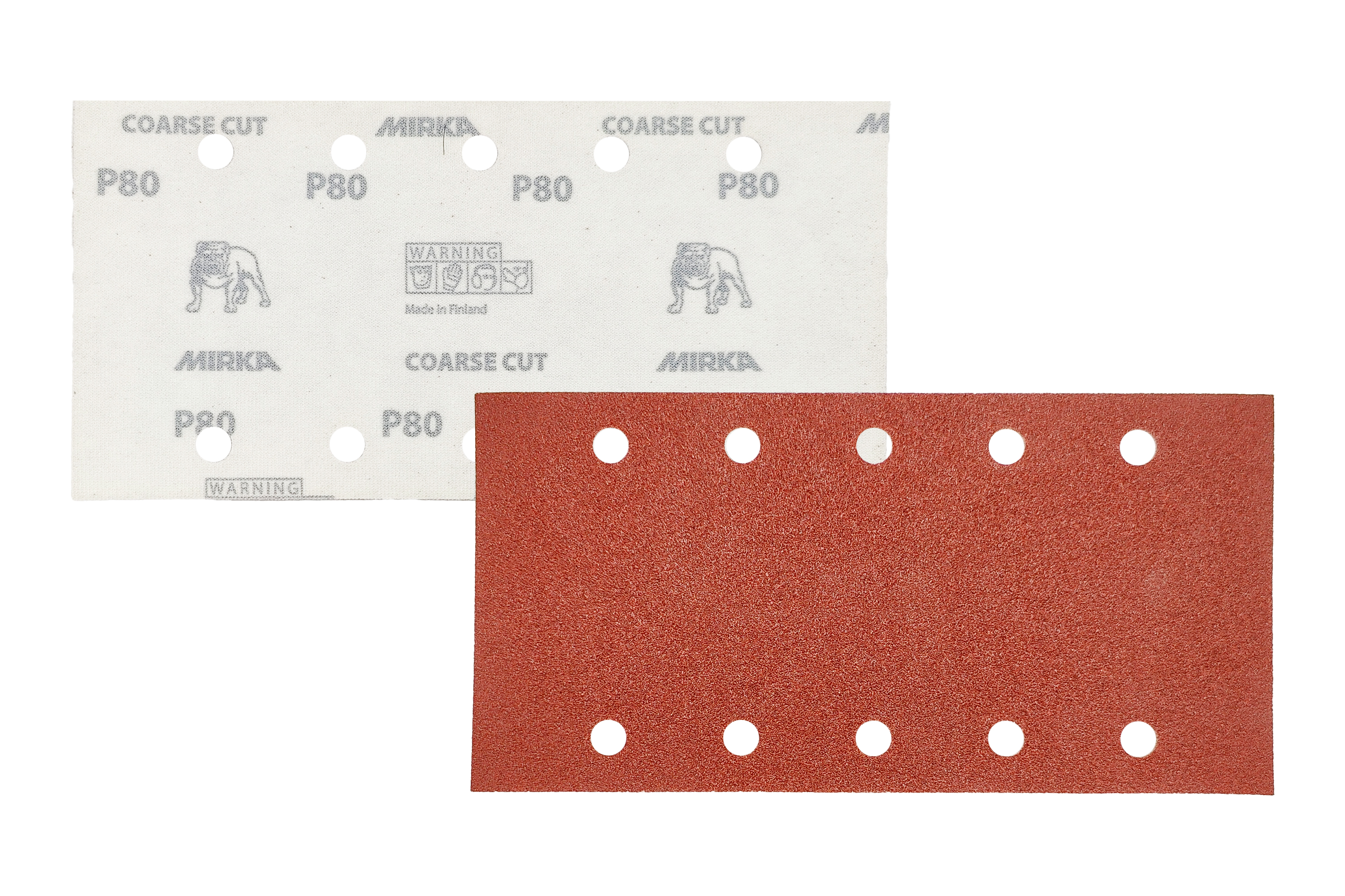 Abbildung Mirka Coarse Cut 115x230mm Streifen Vorder- und Rückseite.