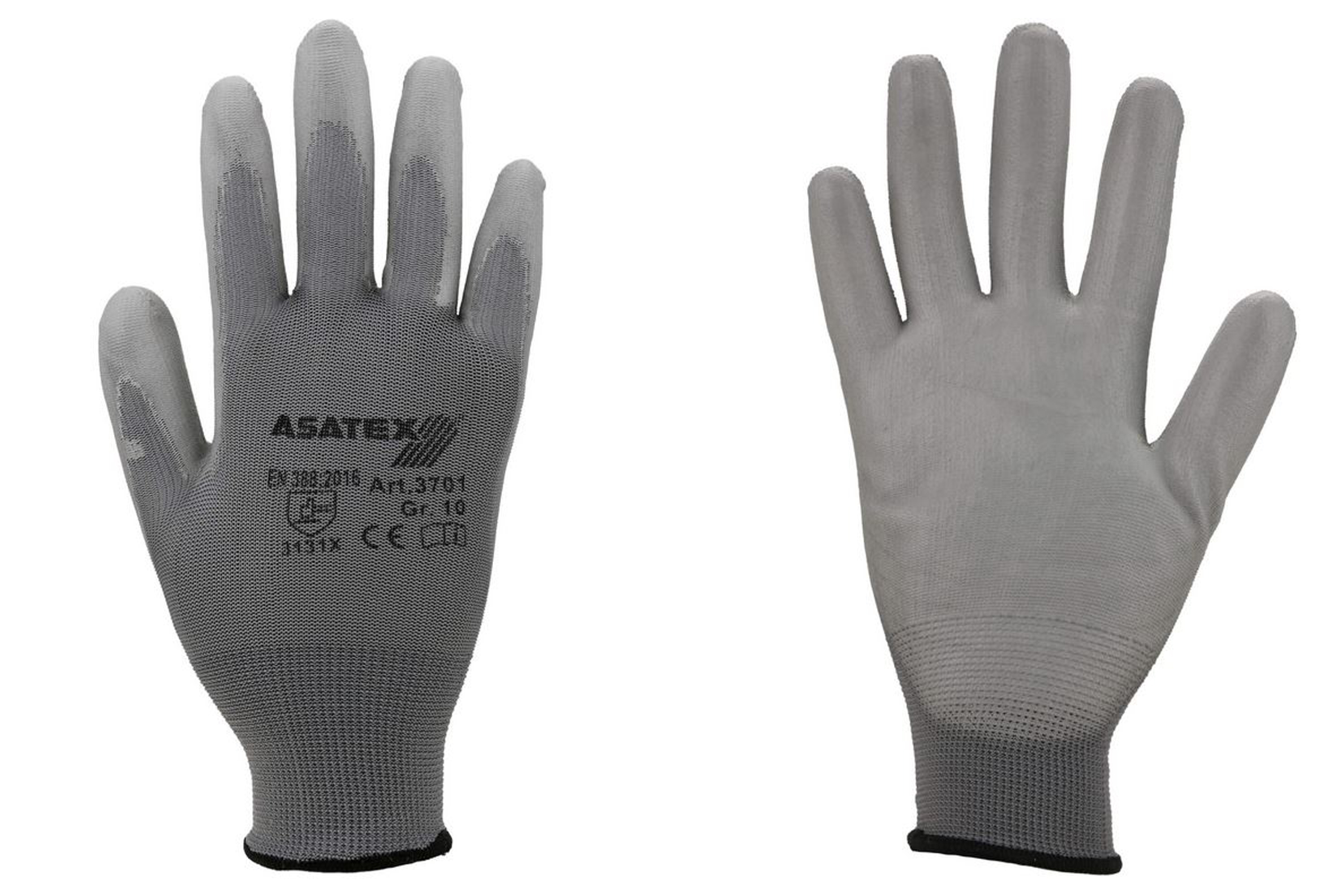Abbildung Asatex PU Handschuh 3701 Vorder- und Rückseite.