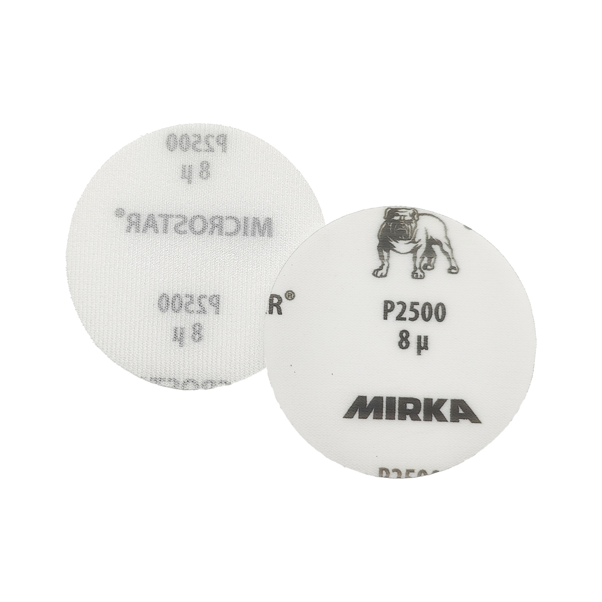 Abbildung Mirka Microstar 77mm Scheiben Vorder- und Rückseite.