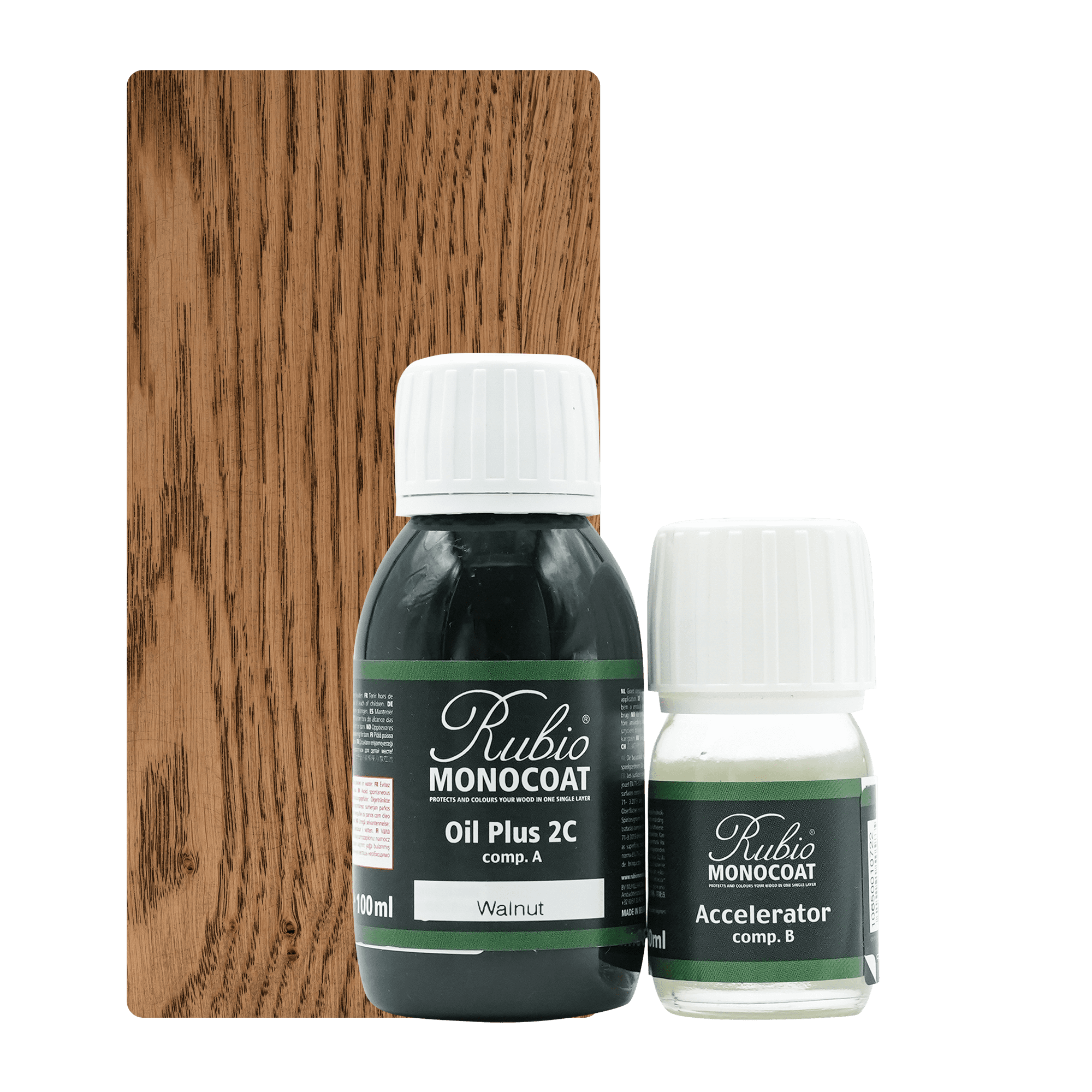 Abbildung RMC Oil Plus 2C Component A und B 130ml Farbton Walnut.