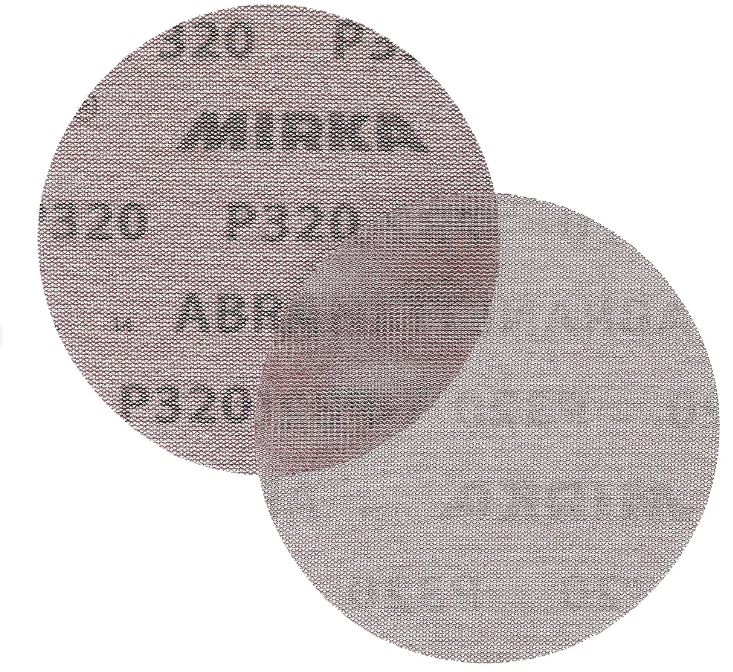 Abbildung Mirka Abranet 125mm Scheiben Vorder- und Rückseite.