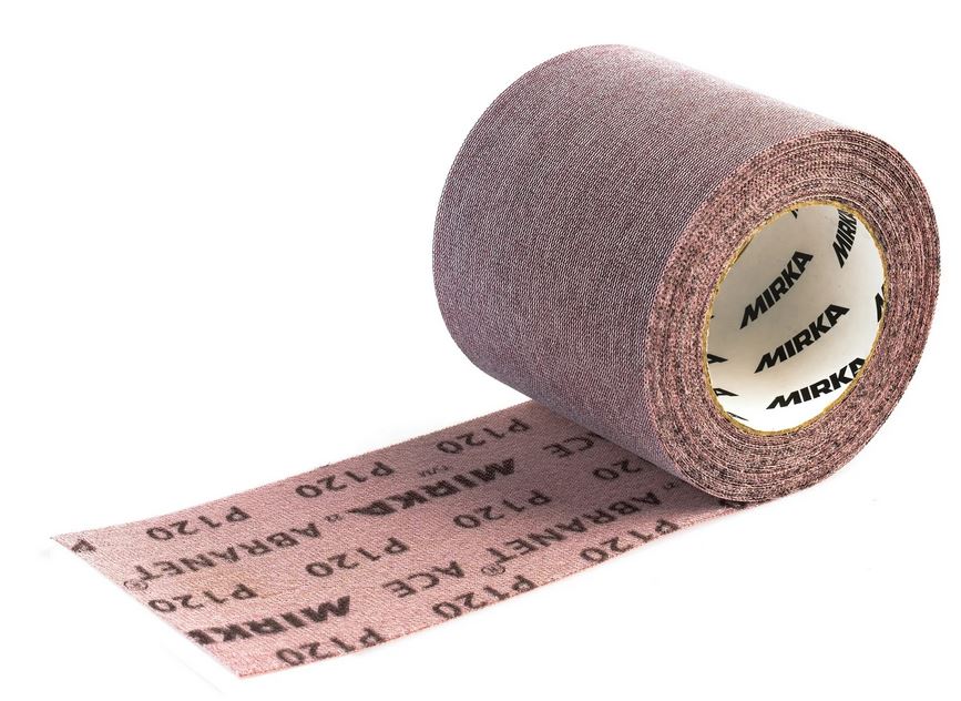 Abbildung Mirka Abranet ACE Rolle 115mmx10m ohne Verpackung licht abgerollt - stehend.