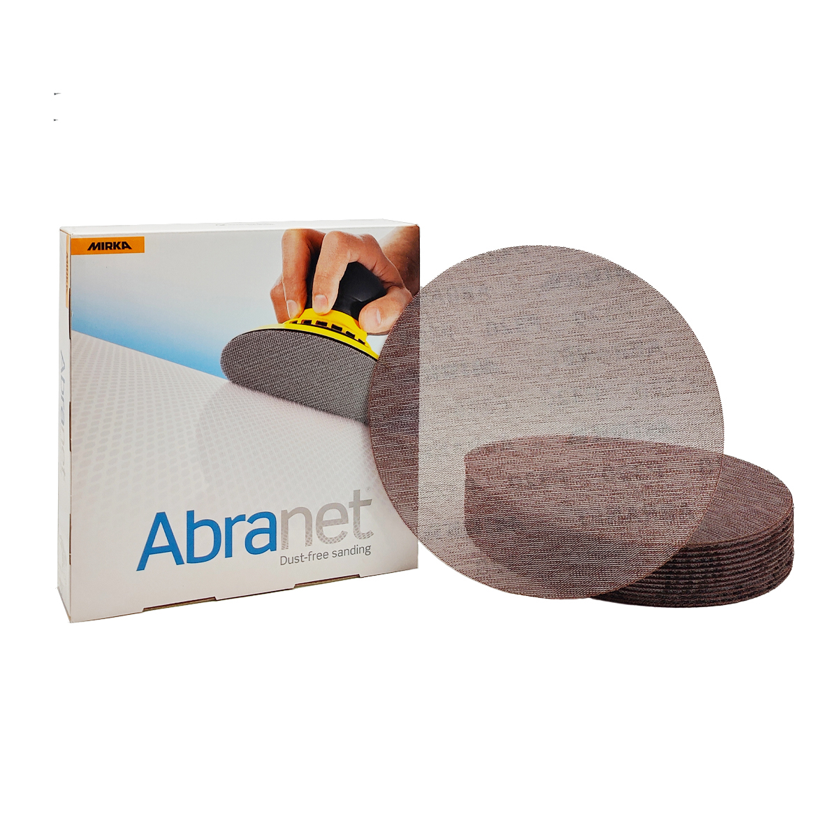 Abbildung Mirka Abranet 225mm Verpackung mit Scheiben als Stapel.