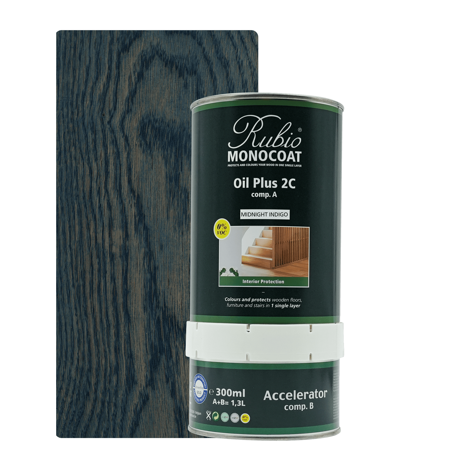 Abbildung RMC Oil Plus 2C Component A und B 1300ml Farbton Midnight Indigo.