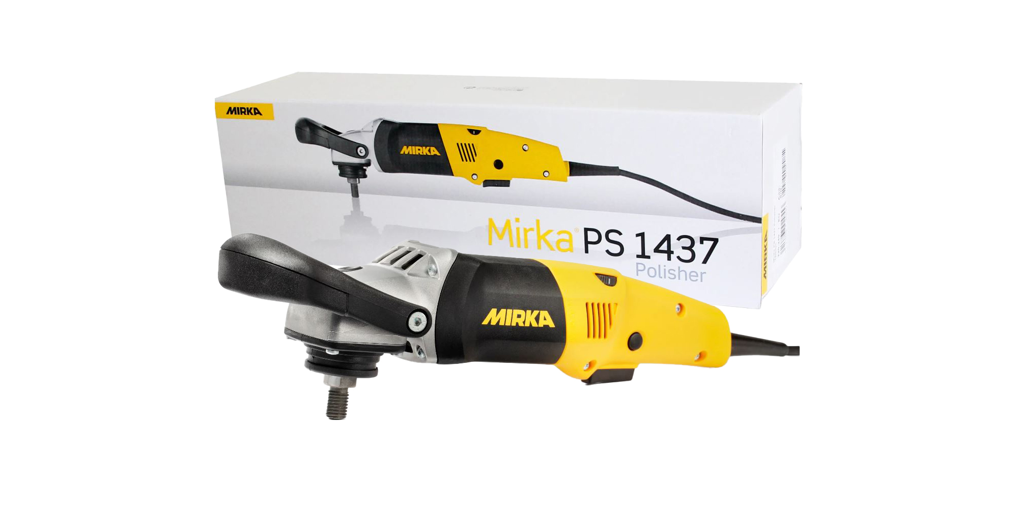 Abbildung Mirka PS 1437 150mm und Verpackung.