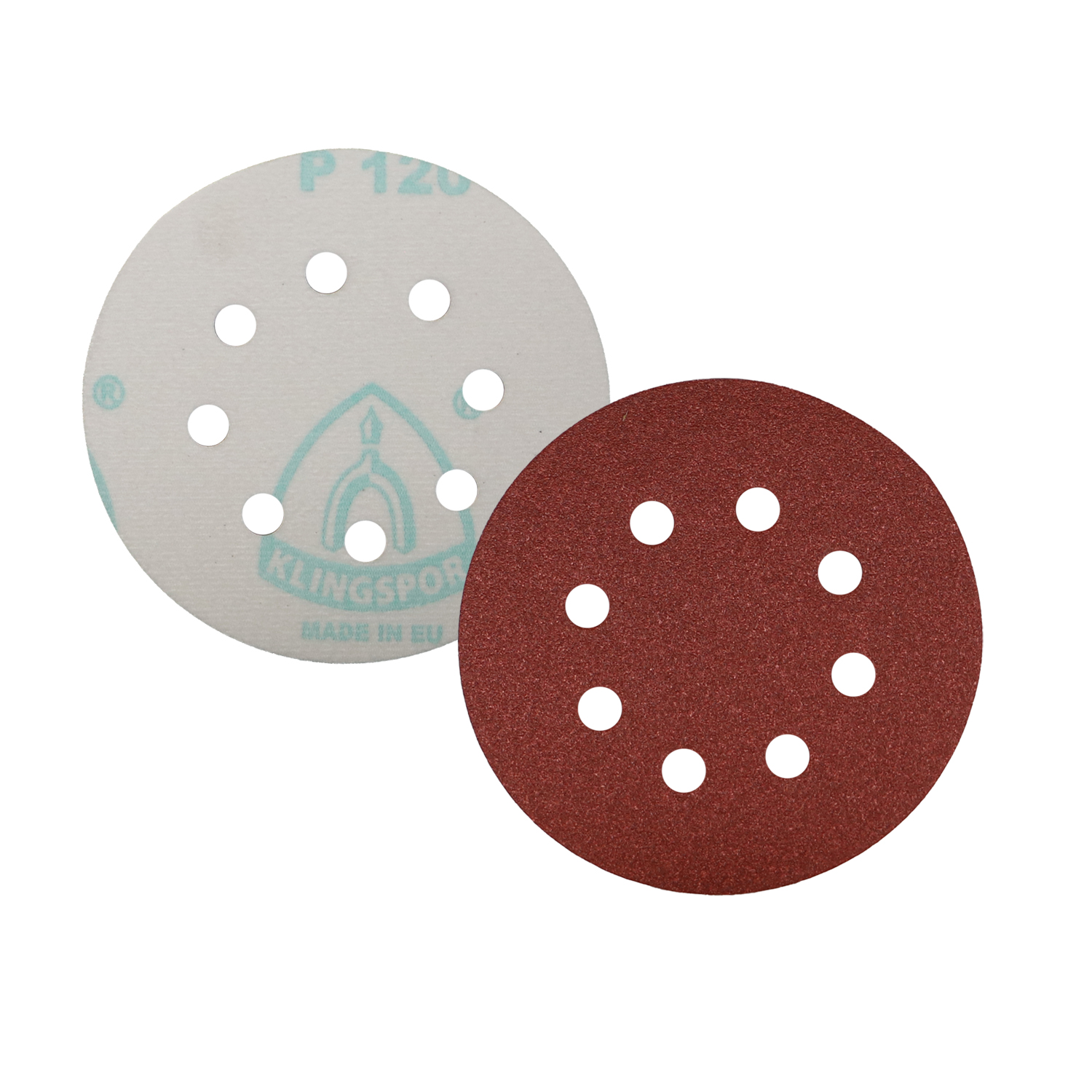 Abbildung Klingspor 125mm PS 22 K 8L Scheiben Vorder- und Rückseite.