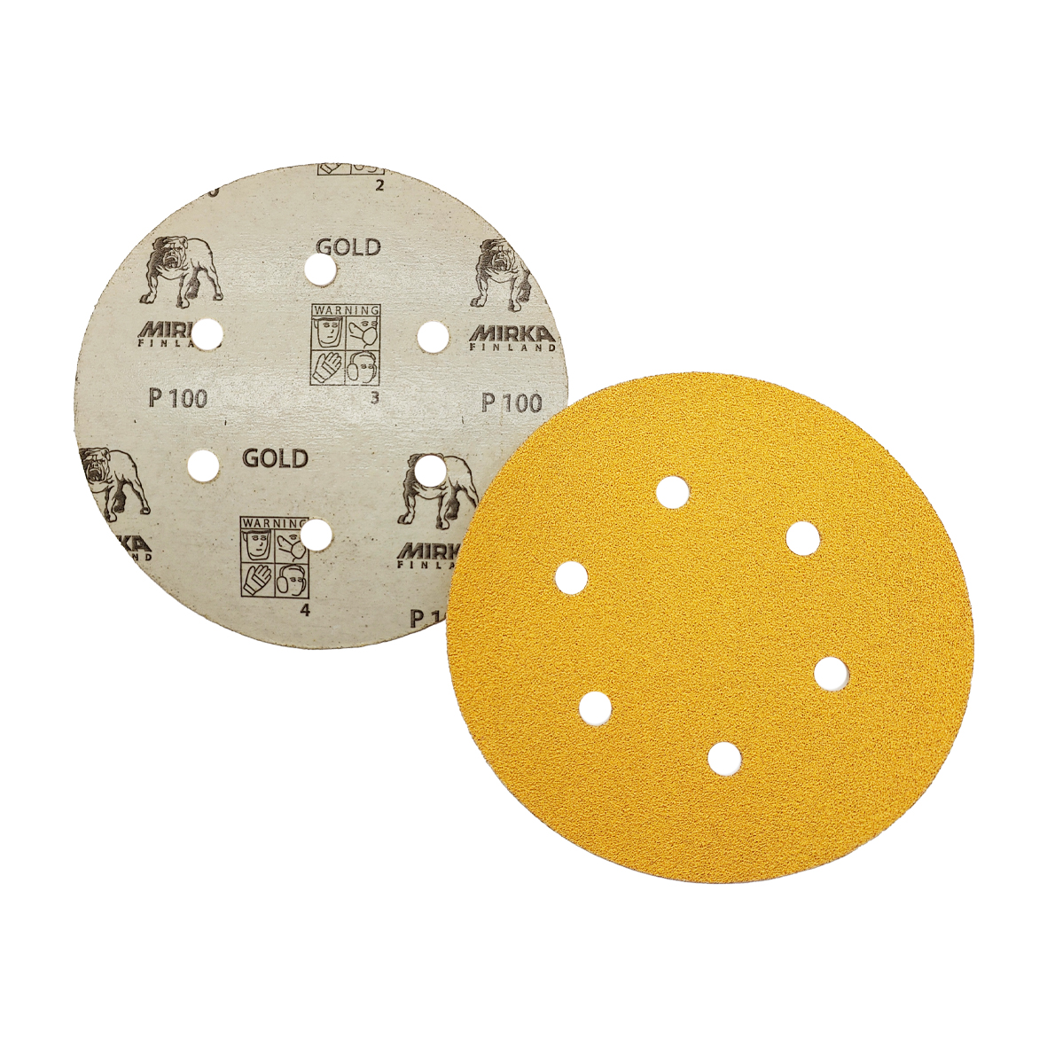 Abbildung Mirka Gold STICK 150mm 6L Scheiben Vorder- und Rückseite.