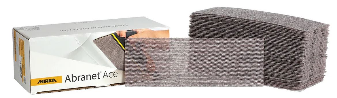 Abbildung Mirka Abranet ACE 70x198mm Verpackung und Streifen als Stapel.