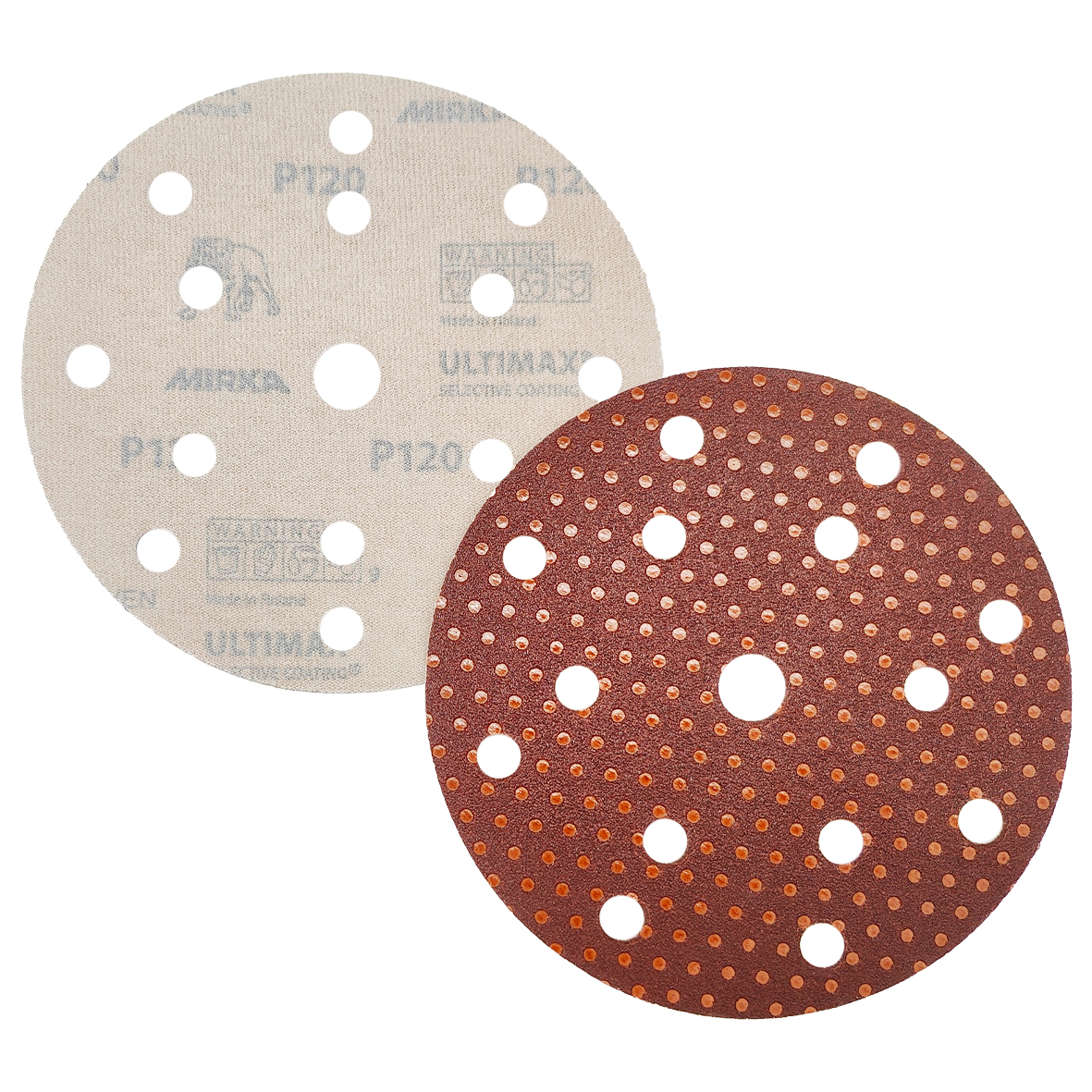 Abbildung Mirka Ultimax 150mm 15L Scheiben Vorder- und Rückseite.