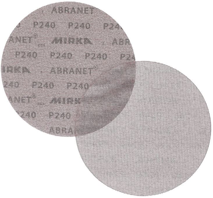 Abbildung Mirka Abranet 225mm Scheiben Vorder- und Rückseite.