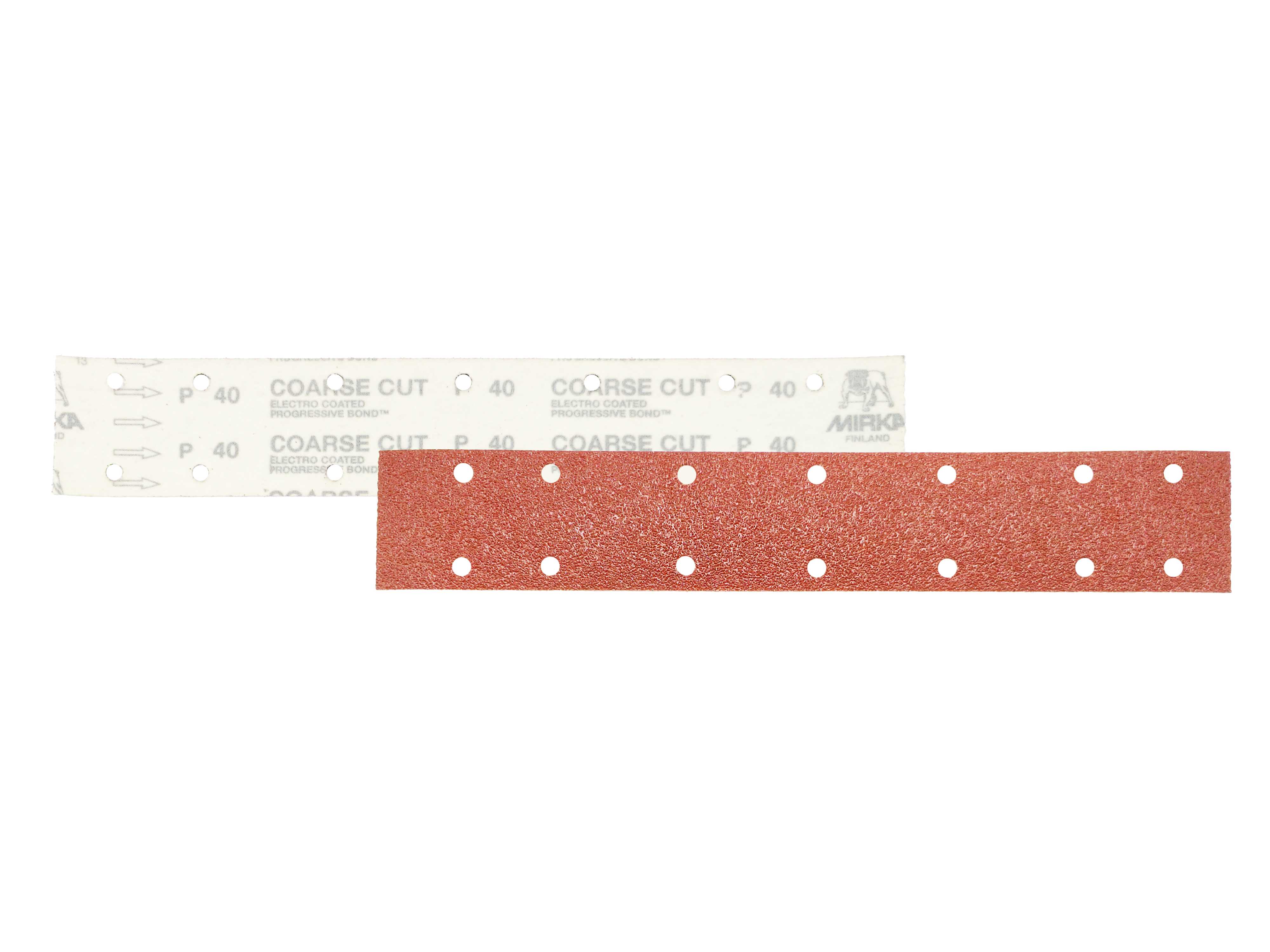 Abbildung Mirka Coarse Cut 70x420mm Streifen Vorder- und Rückseite.