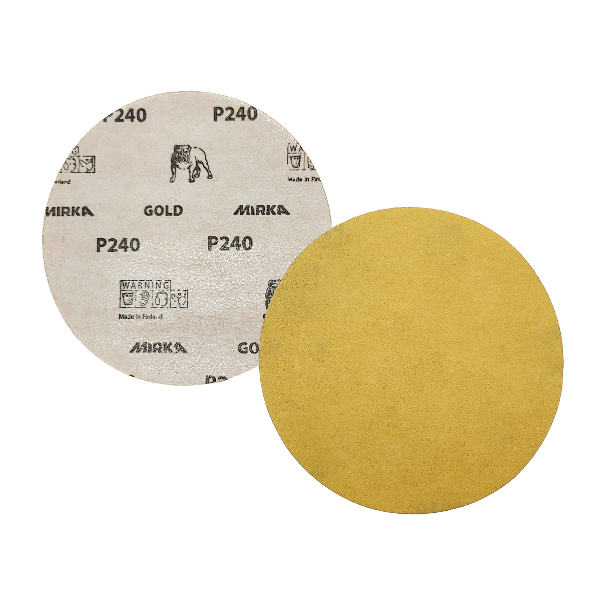 Abbildung Mirka Gold STICK 150mm Scheiben Vorder- und Rückseite.