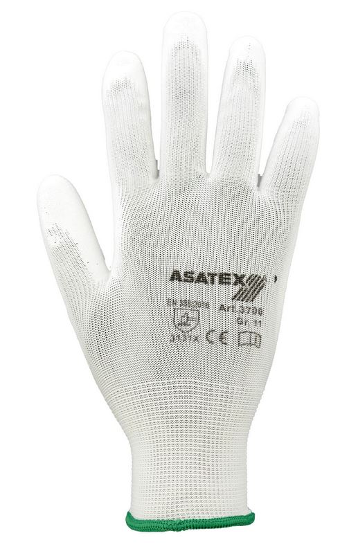 Abbildung Asatax PU-Handschuh 3700 Weiß Vorderseite.
