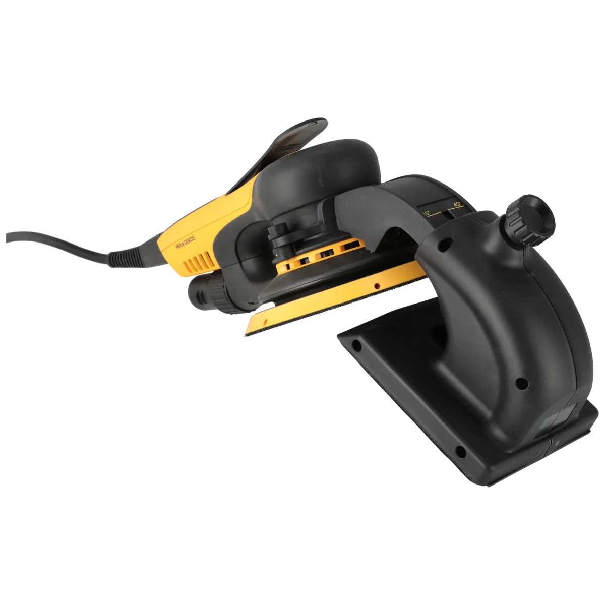 Mirka Winkelanschlag Montiert am Deros Ansicht seitlich von Vorne.